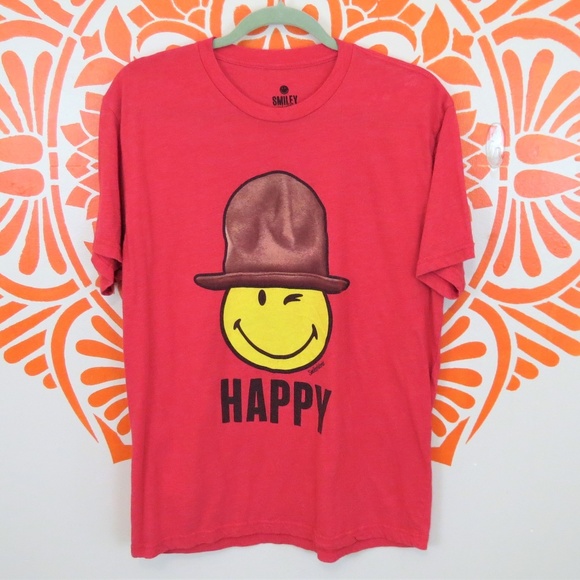 Smiley World Other - Pharrell Happy Smiley Face Hat Red T-Shirt